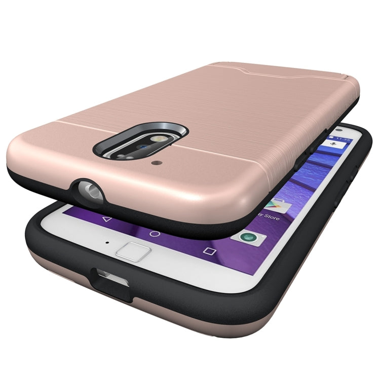 For Motorola Moto G4 & G4 Plus Brushed Texture Separable TPU + PC Combination Back Case with Card Slot & Holder