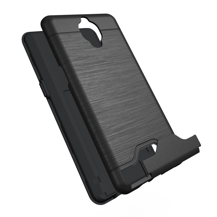 For OnePlus  3 Brushed Texture Separable TPU + PC Combination Back Case with Card Slot & Holder