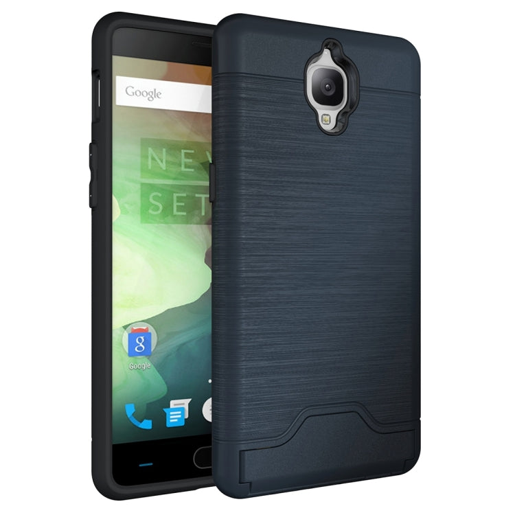 For OnePlus  3 Brushed Texture Separable TPU + PC Combination Back Case with Card Slot & Holder