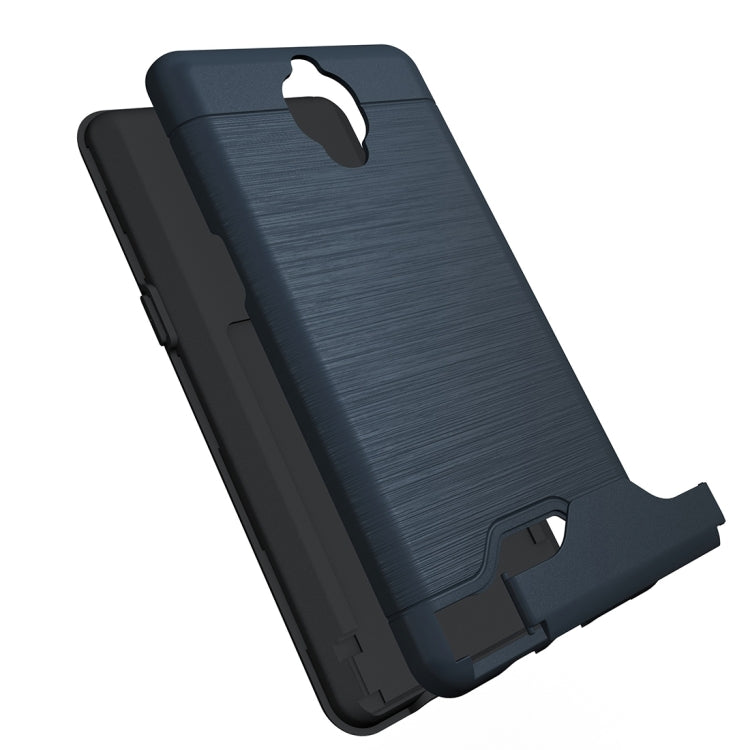 For OnePlus  3 Brushed Texture Separable TPU + PC Combination Back Case with Card Slot & Holder