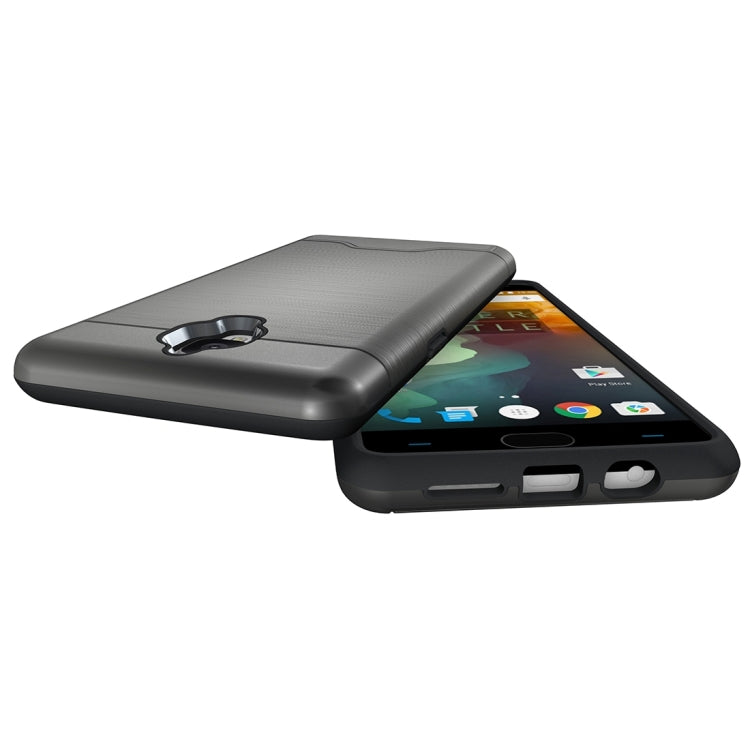 For OnePlus  3 Brushed Texture Separable TPU + PC Combination Back Case with Card Slot & Holder
