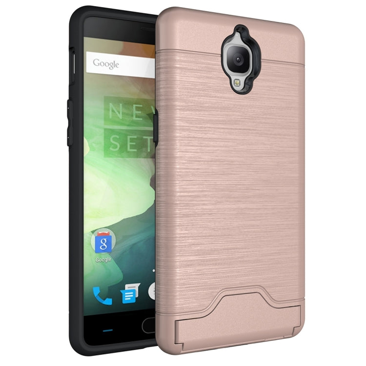 For OnePlus  3 Brushed Texture Separable TPU + PC Combination Back Case with Card Slot & Holder
