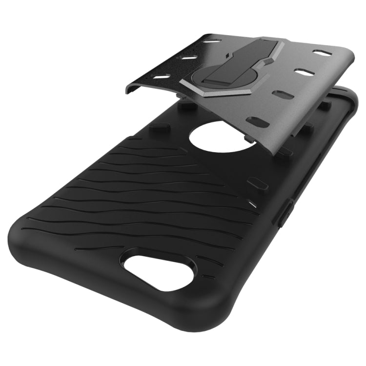 For OPPO  A57 Shock-Resistant 360 Degree Spin Sniper Hybrid Case TPU + PC Combination Case with Holder