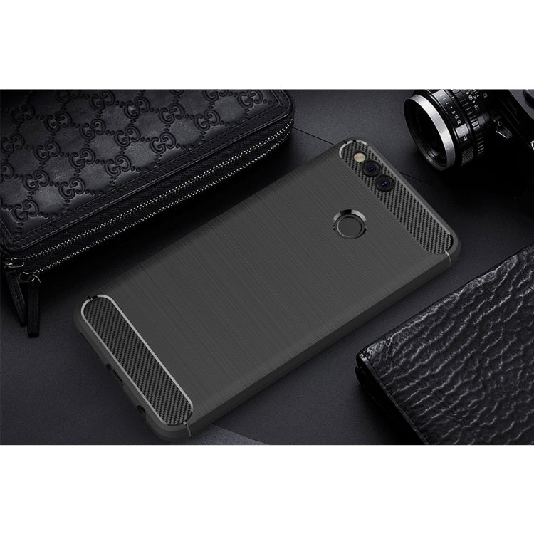 For Huawei  Honor 7X Brushed Carbon Fiber Texture TPU Shockproof Anti-slip Soft Protective Back Cover Case