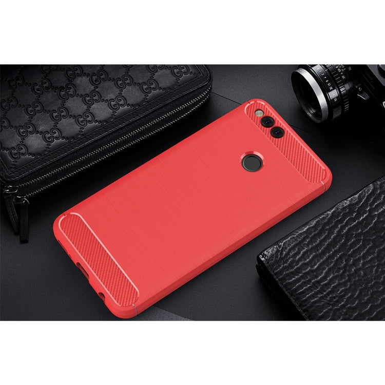 For Huawei  Honor 7X Brushed Carbon Fiber Texture TPU Shockproof Anti-slip Soft Protective Back Cover Case