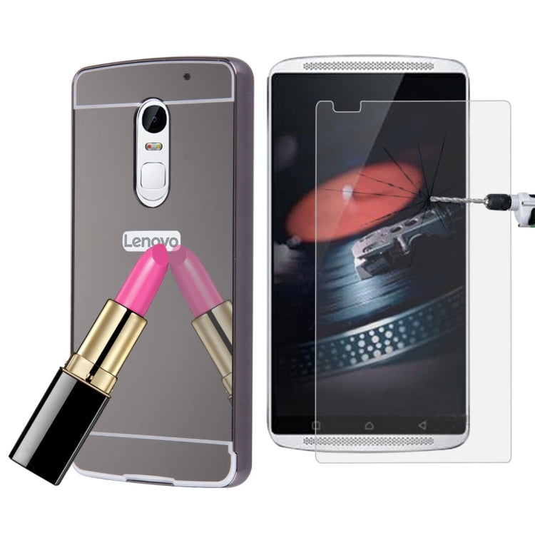 For Lenovo Lemon X3 C50 Electroplating Mirror PC Protective Case Back Shell Cover + Tempered Glass Film Screen Protector