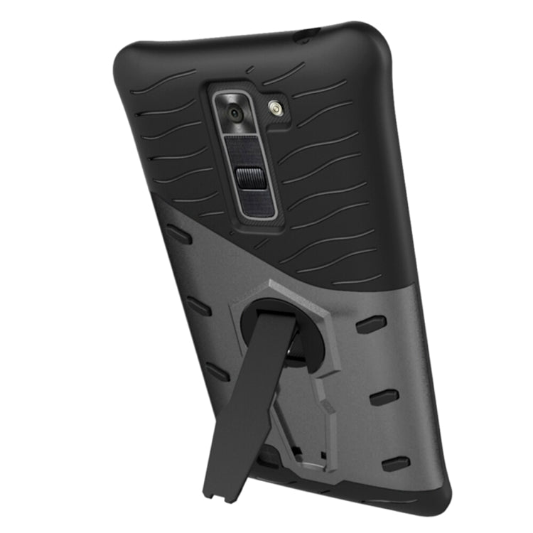 For LG K8 US Version Shock-Resistant 360 Degree Spin Sniper Hybrid Case TPU + PC Combination Case with Holder
