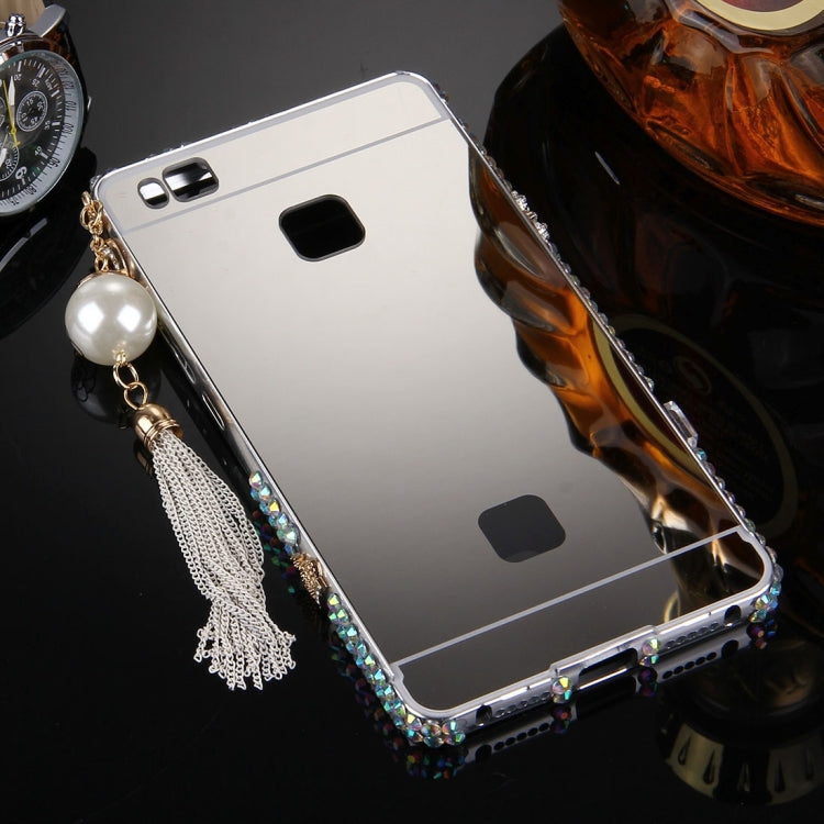 For Huawei  G9 Lite Pearl Chain Pendant Diamond Encrusted Electroplating Mirror PC Protective Cover Case