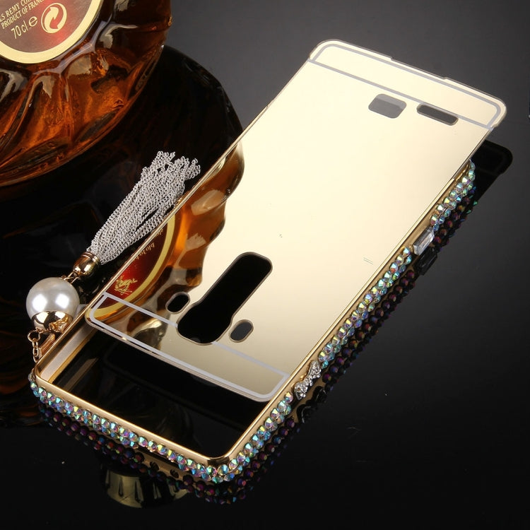 For LG G4 Pearl Chain Pendant Diamond Encrusted Electroplating Mirror PC Protective Cover Case