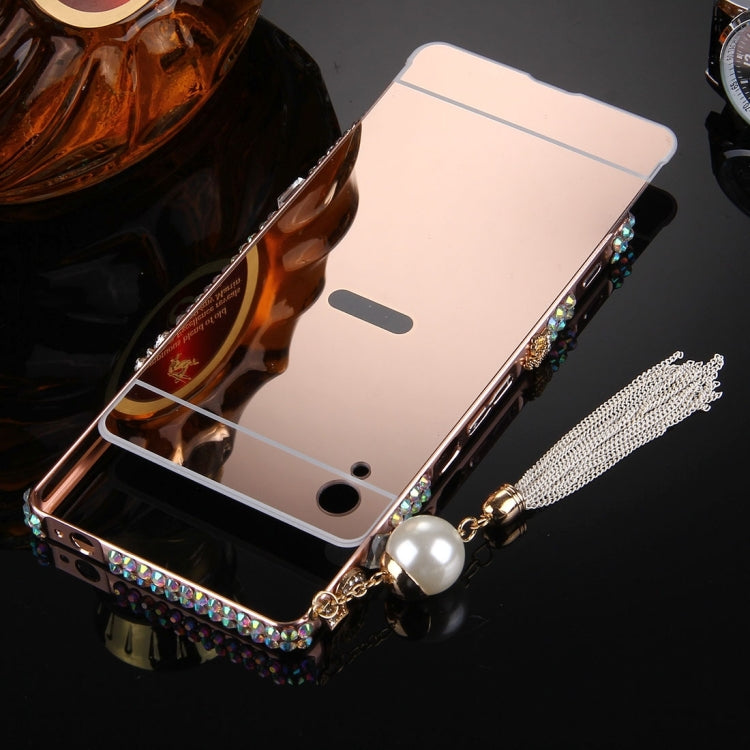 For Sony Xperia Z1 / L39h Chain Pendant Diamond Encrusted Electroplating Mirror PC Protective Cover Case