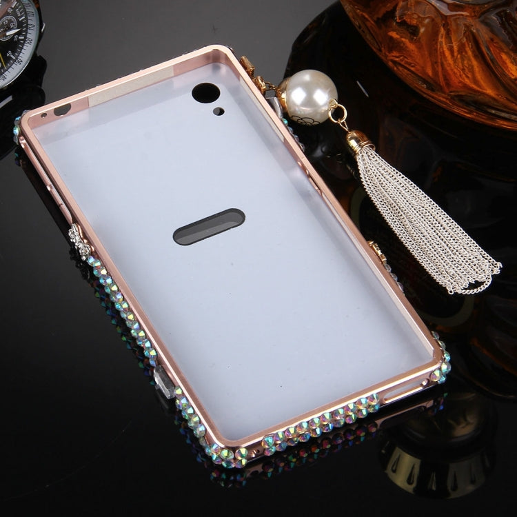 For Sony Xperia Z1 / L39h Chain Pendant Diamond Encrusted Electroplating Mirror PC Protective Cover Case