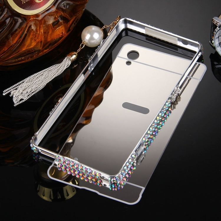 For Sony Xperia Z1 / L39h Chain Pendant Diamond Encrusted Electroplating Mirror PC Protective Cover Case