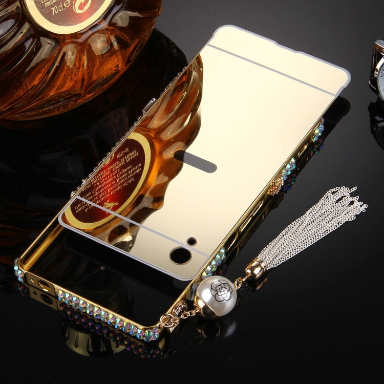 For Sony Xperia Z4 / Z3+ Chain Pendant Diamond Encrusted Electroplating Mirror PC Protective Cover Case