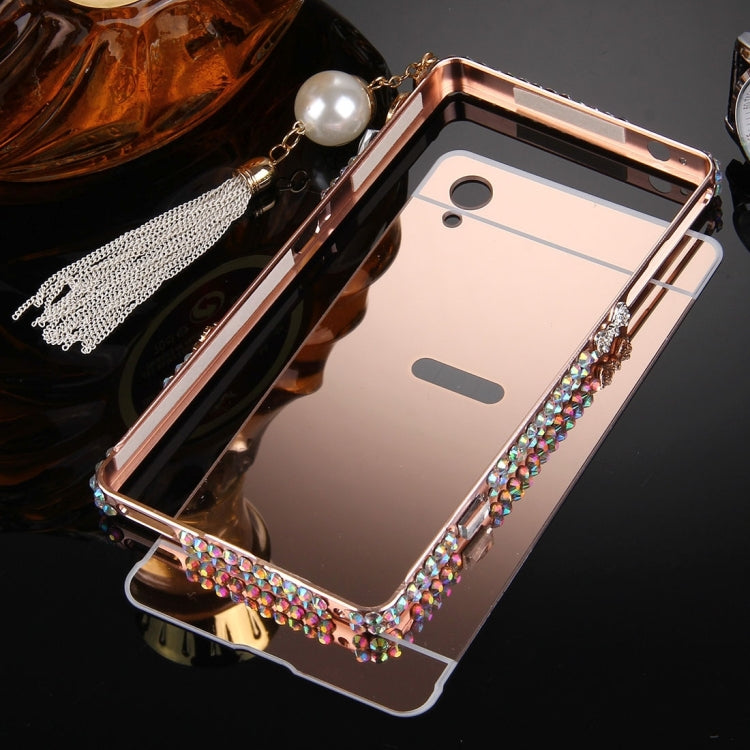 For Sony Xperia Z4 / Z3+ Chain Pendant Diamond Encrusted Electroplating Mirror PC Protective Cover Case