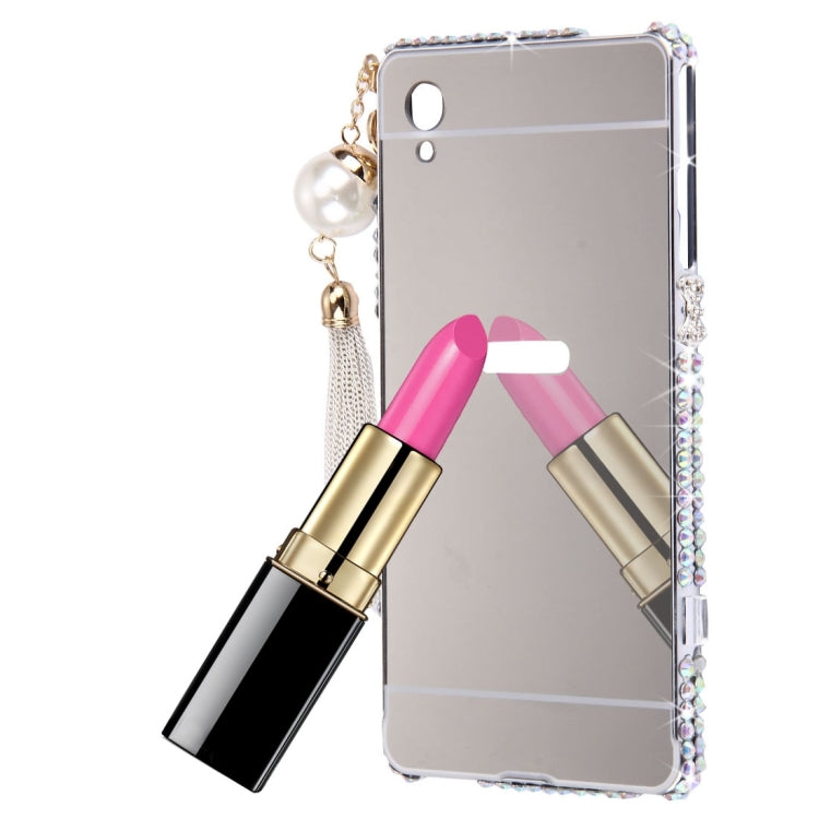 For Sony Xperia Z4 / Z3+ Chain Pendant Diamond Encrusted Electroplating Mirror PC Protective Cover Case