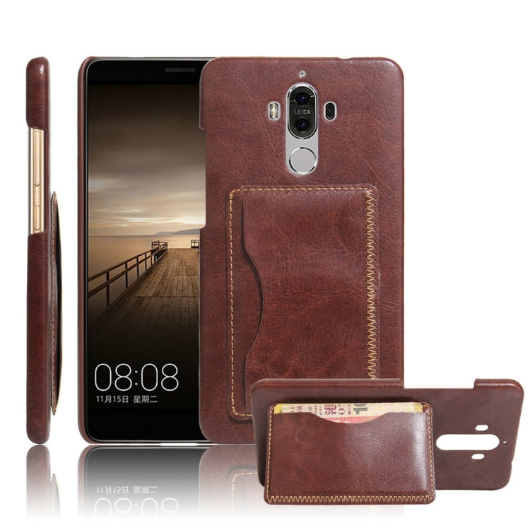 For Huawei  Mate 9 Crazy Horse Texture Solid Color Leather Surface PC Protective Case Back Cover with Holder & Card Slot