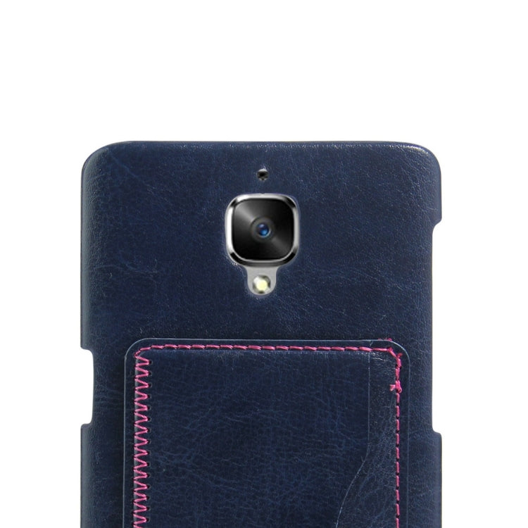 For OnePlus  3 & 3T Crazy Horse Texture Solid Color Leather Surface PC Protective Case Back Cover with Holder & Card Slot