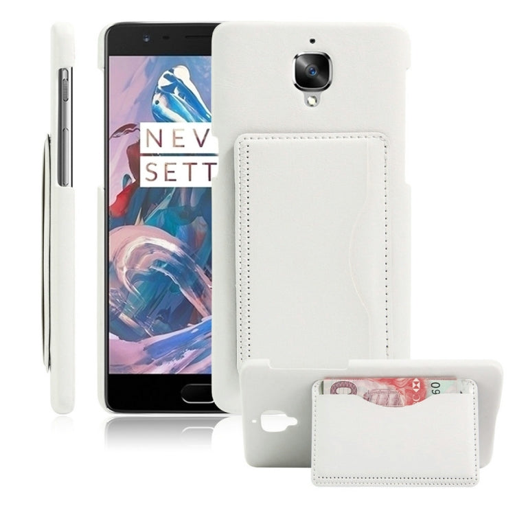 For OnePlus  3 & 3T Crazy Horse Texture Solid Color Leather Surface PC Protective Case Back Cover with Holder & Card Slot