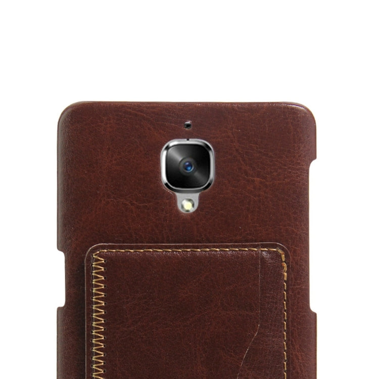 For OnePlus  3 & 3T Crazy Horse Texture Solid Color Leather Surface PC Protective Case Back Cover with Holder & Card Slot