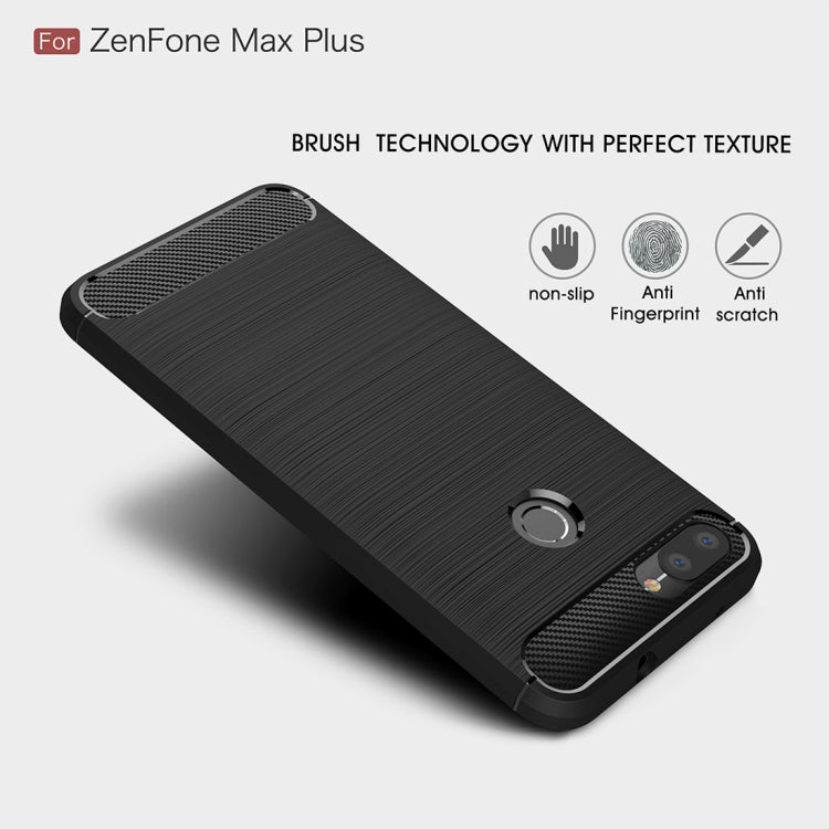 For Asus Zenfone Max Plus (M1) ZB570TL Brushed Texture Carbon Fiber Shockproof TPU Protective Back Case