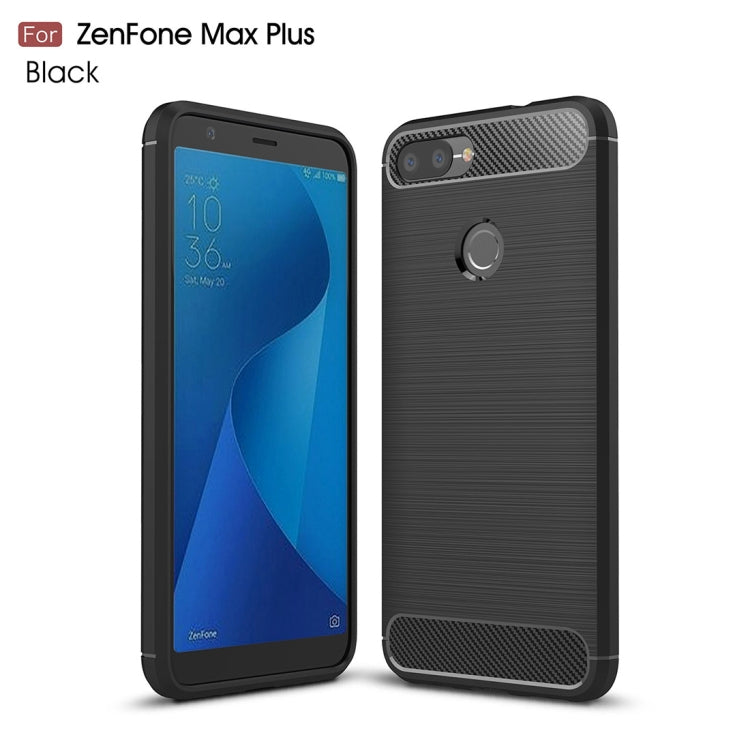 For Asus Zenfone Max Plus (M1) ZB570TL Brushed Texture Carbon Fiber Shockproof TPU Protective Back Case