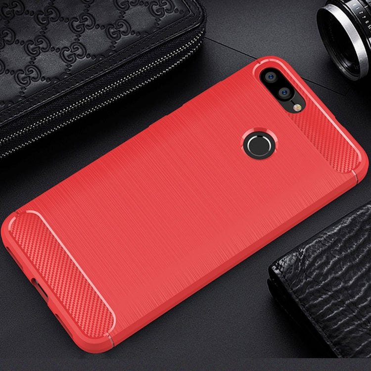 For Asus Zenfone Max Plus (M1) ZB570TL Brushed Texture Carbon Fiber Shockproof TPU Protective Back Case