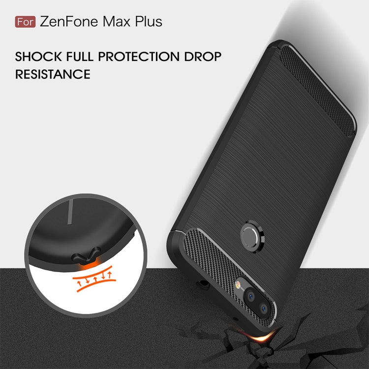 For Asus Zenfone Max Plus (M1) ZB570TL Brushed Texture Carbon Fiber Shockproof TPU Protective Back Case