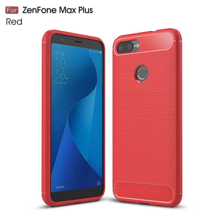 For Asus Zenfone Max Plus (M1) ZB570TL Brushed Texture Carbon Fiber Shockproof TPU Protective Back Case