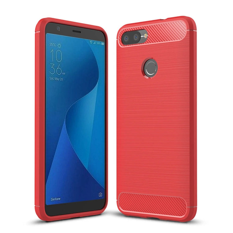 For Asus Zenfone Max Plus (M1) ZB570TL Brushed Texture Carbon Fiber Shockproof TPU Protective Back Case