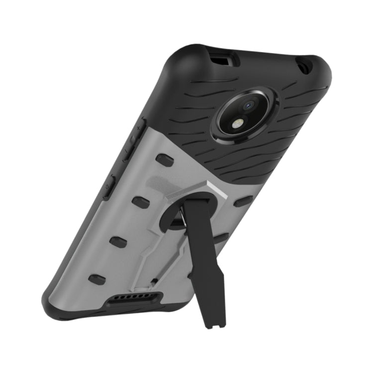 For Motorola Moto C Plus Shock-Resistant 360 Degree Spin Sniper Hybrid Cover TPU + PC Combination Case with Holder