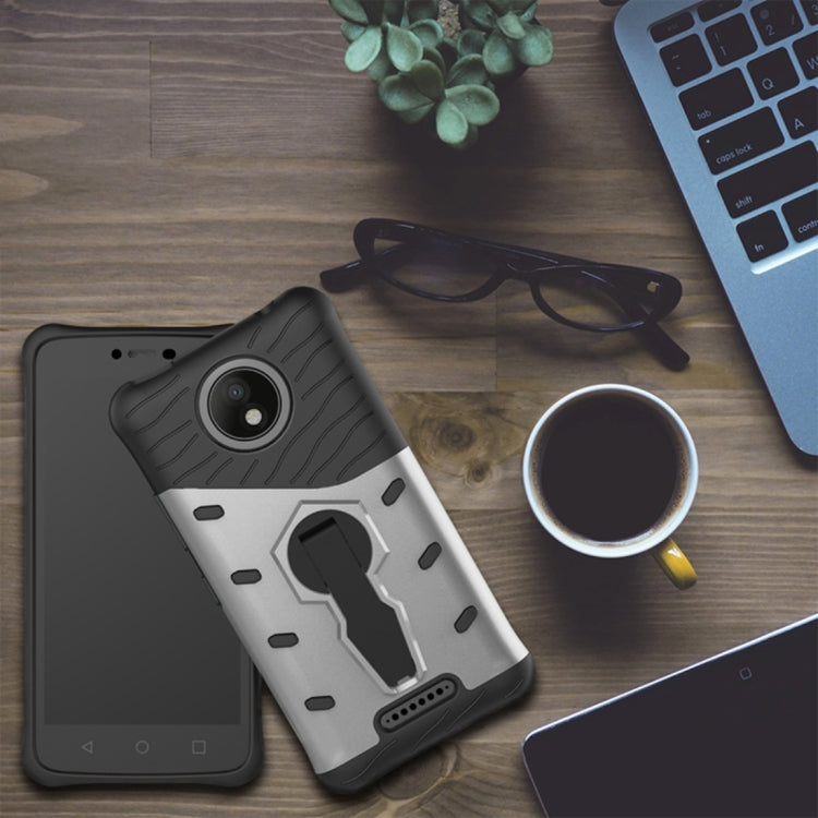 For Motorola Moto C Plus Shock-Resistant 360 Degree Spin Sniper Hybrid Cover TPU + PC Combination Case with Holder
