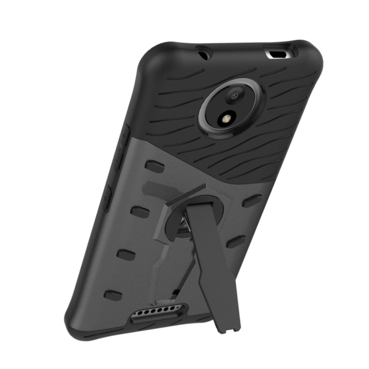 For Motorola Moto C Shock-Resistant 360 Degree Spin Sniper Hybrid Cover TPU + PC Combination Case with Holder