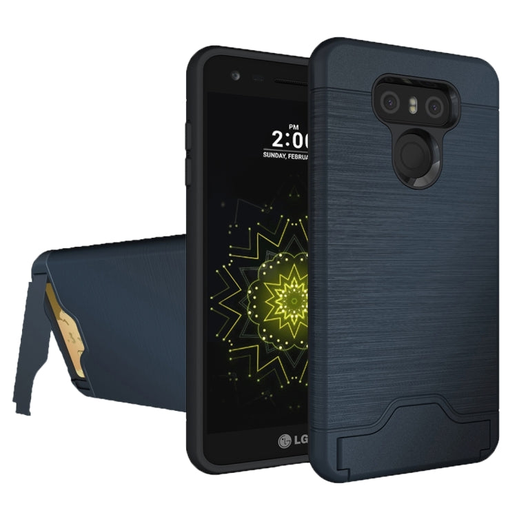 For LG G6 Brushed Texture Separable PC + TPU Protective Combination Back Case with Holder & Card Slot