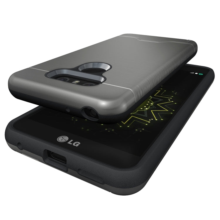 For LG G6 Brushed Texture Separable PC + TPU Protective Combination Back Case with Holder & Card Slot