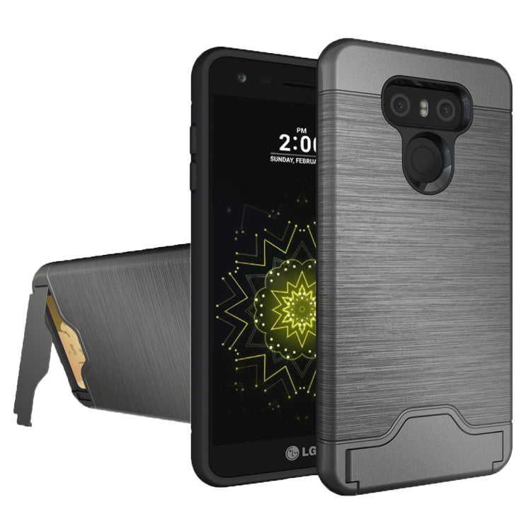For LG G6 Brushed Texture Separable PC + TPU Protective Combination Back Case with Holder & Card Slot