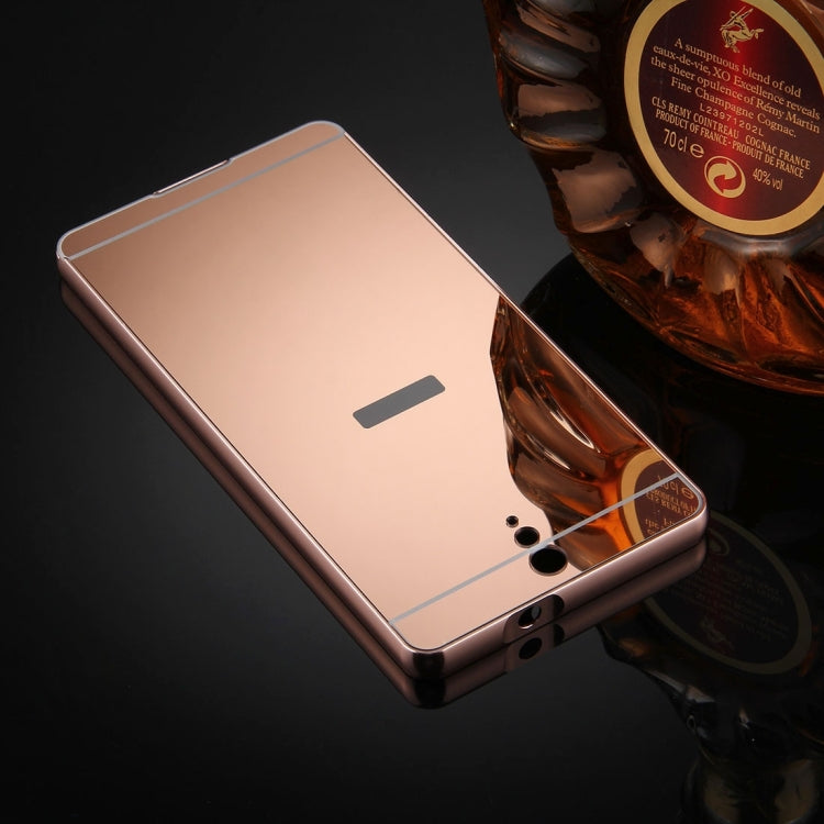 For Sony Xperia C5 Mirror Push Pull Back Shell Cover + Electroplating Bumper Frame Protective Combination Case(Rose Gold)