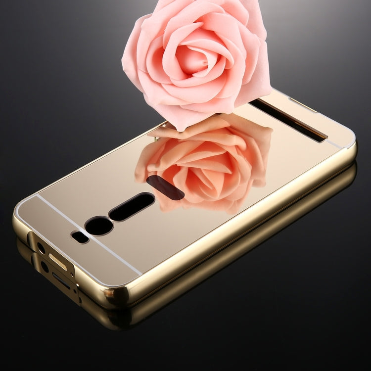 For Asus Zenfone 2 / ZE551ML Mirror Push Pull Back Shell Cover + Electroplating Bumper Frame Protective Combination Case