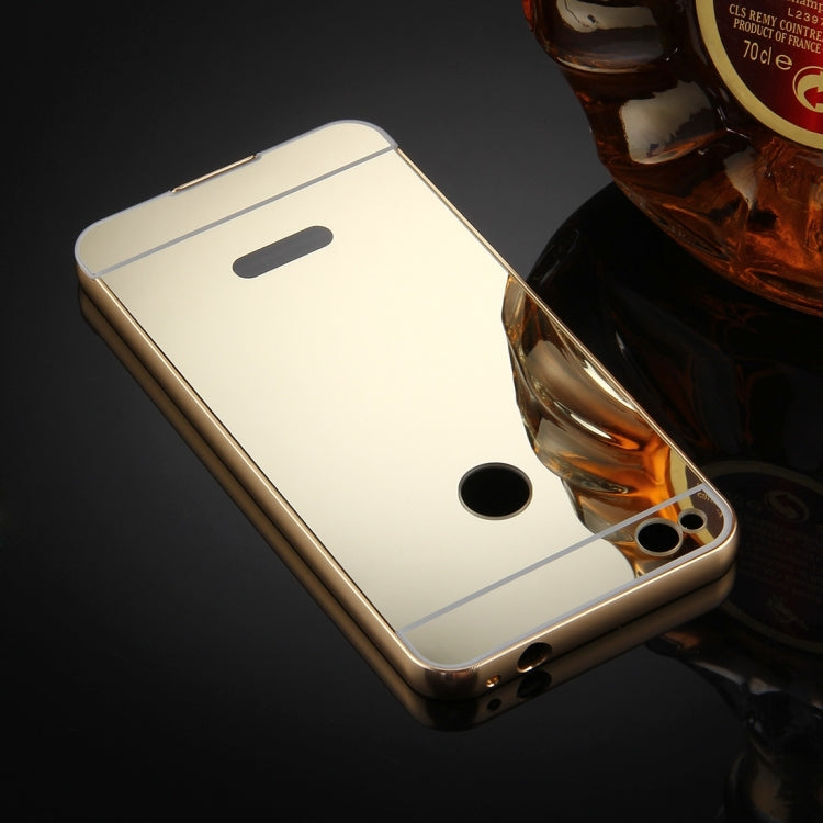 For Huawei  Honor 8 Youth Editon Mirror Push Pull Back Shell Cover + Electroplating Bumper Frame Protective Combination Case