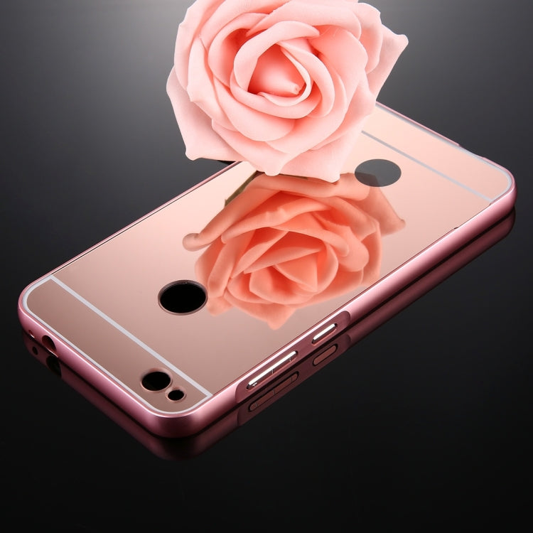 For Huawei  P8 Lite (2017)  Mirror Push Pull Back Shell Cover + Electroplating Bumper Frame Protective Combination Case