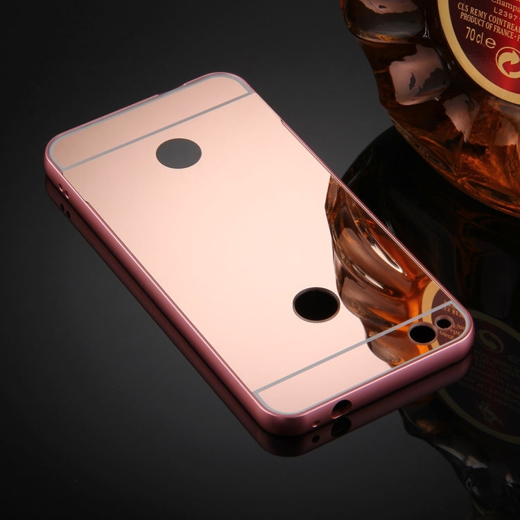 For Huawei  P8 Lite (2017)  Mirror Push Pull Back Shell Cover + Electroplating Bumper Frame Protective Combination Case