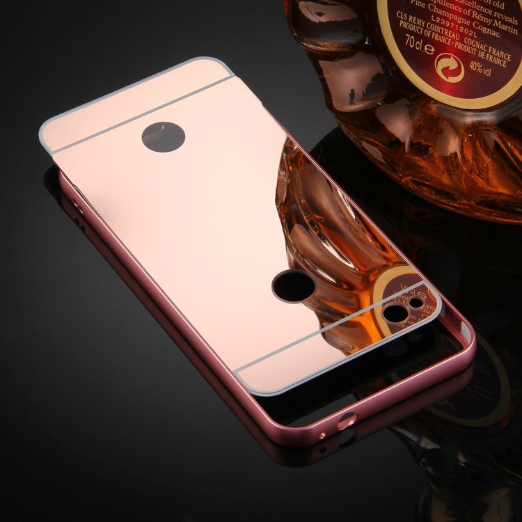 For Huawei  P8 Lite (2017)  Mirror Push Pull Back Shell Cover + Electroplating Bumper Frame Protective Combination Case