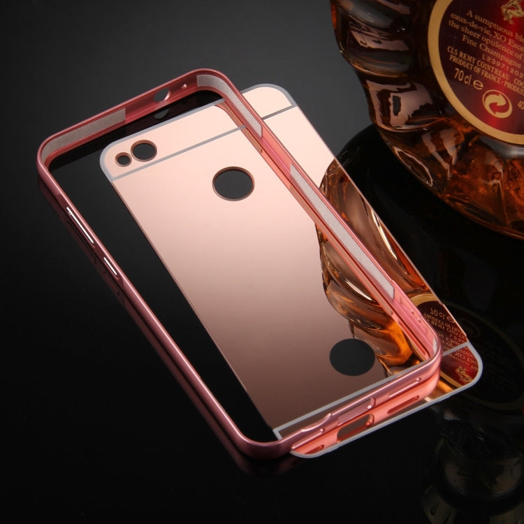 For Huawei  P8 Lite (2017)  Mirror Push Pull Back Shell Cover + Electroplating Bumper Frame Protective Combination Case