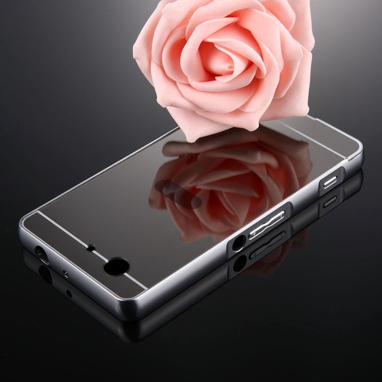 For Sony Xperia Z3 Compact Mirror Push Pull Back Shell Cover + Electroplating Bumper Frame Protective Combination Case