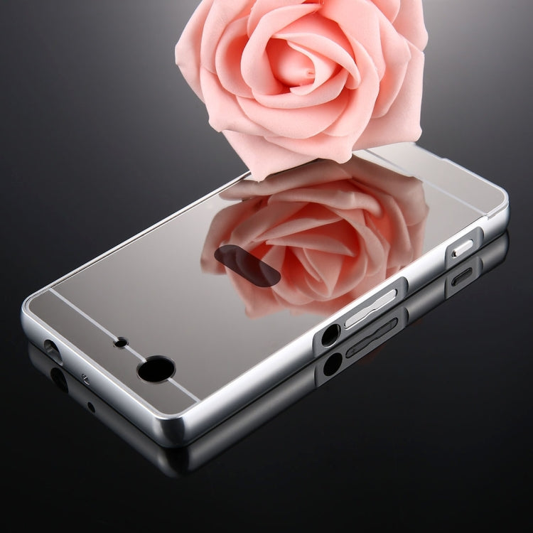 For Sony Xperia Z3 Compact Mirror Push Pull Back Shell Cover + Electroplating Bumper Frame Protective Combination Case