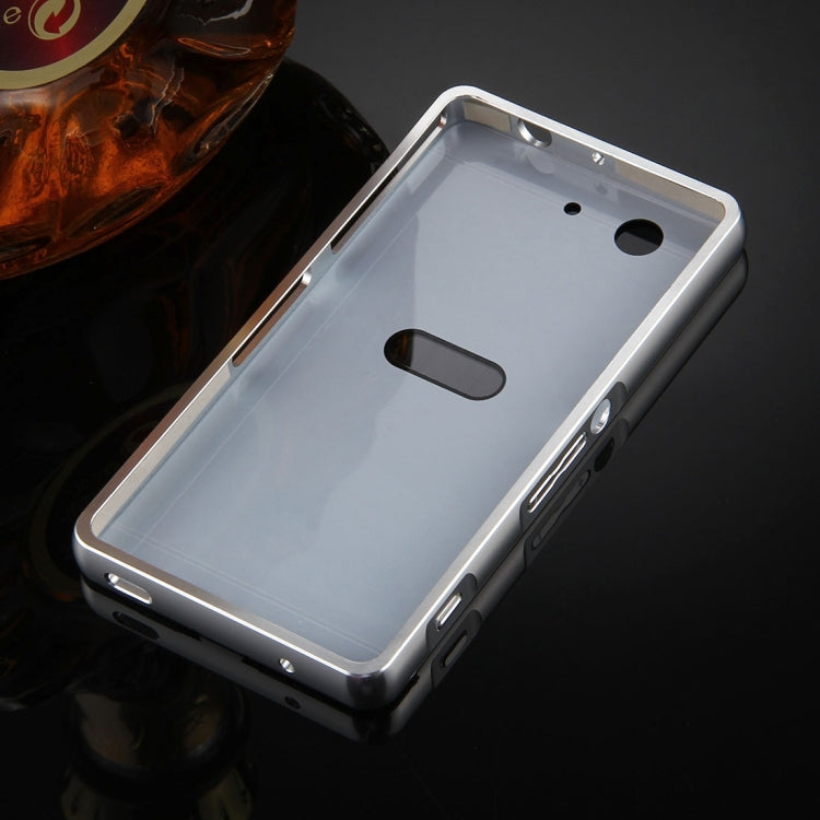 For Sony Xperia Z3 Compact Mirror Push Pull Back Shell Cover + Electroplating Bumper Frame Protective Combination Case