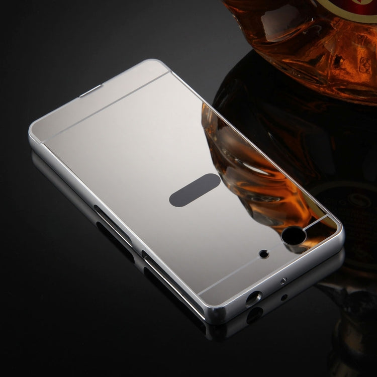 For Sony Xperia Z3 Compact Mirror Push Pull Back Shell Cover + Electroplating Bumper Frame Protective Combination Case