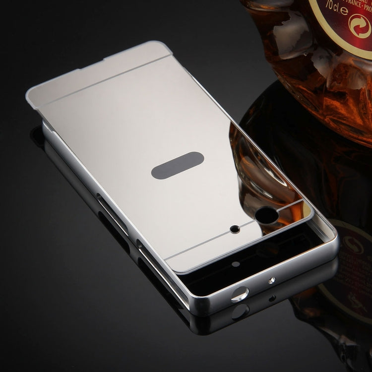 For Sony Xperia Z3 Compact Mirror Push Pull Back Shell Cover + Electroplating Bumper Frame Protective Combination Case