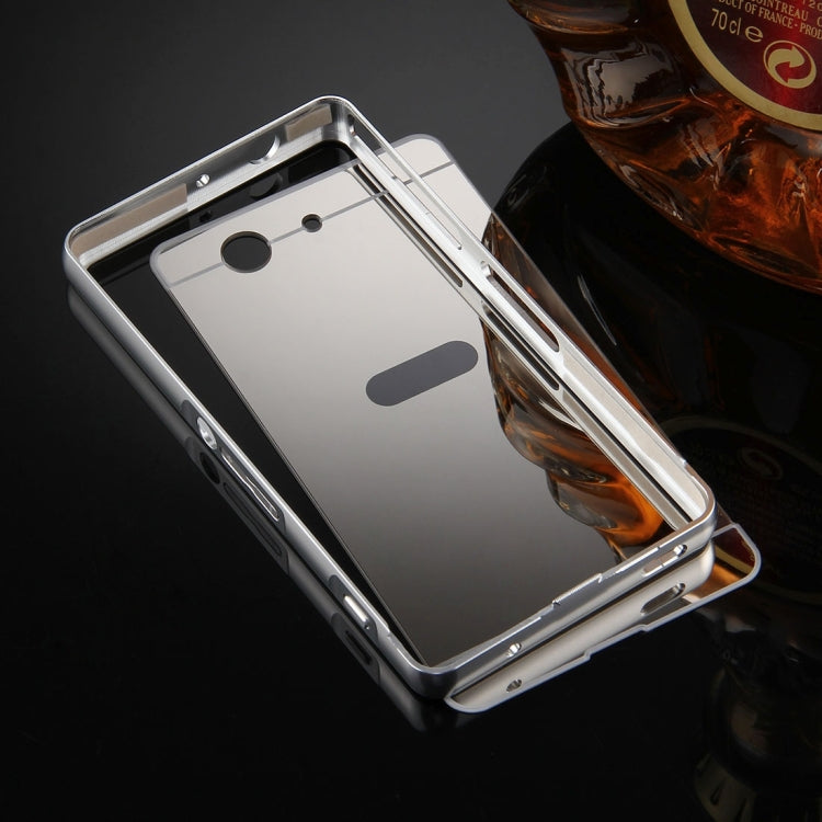For Sony Xperia Z3 Compact Mirror Push Pull Back Shell Cover + Electroplating Bumper Frame Protective Combination Case