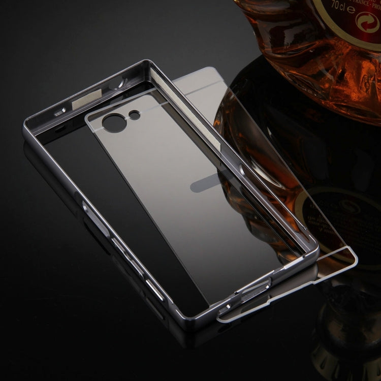 For Sony Xperia Z5 Mini Mirror Push Pull Back Shell Cover + Electroplating Bumper Frame Protective Combination Case