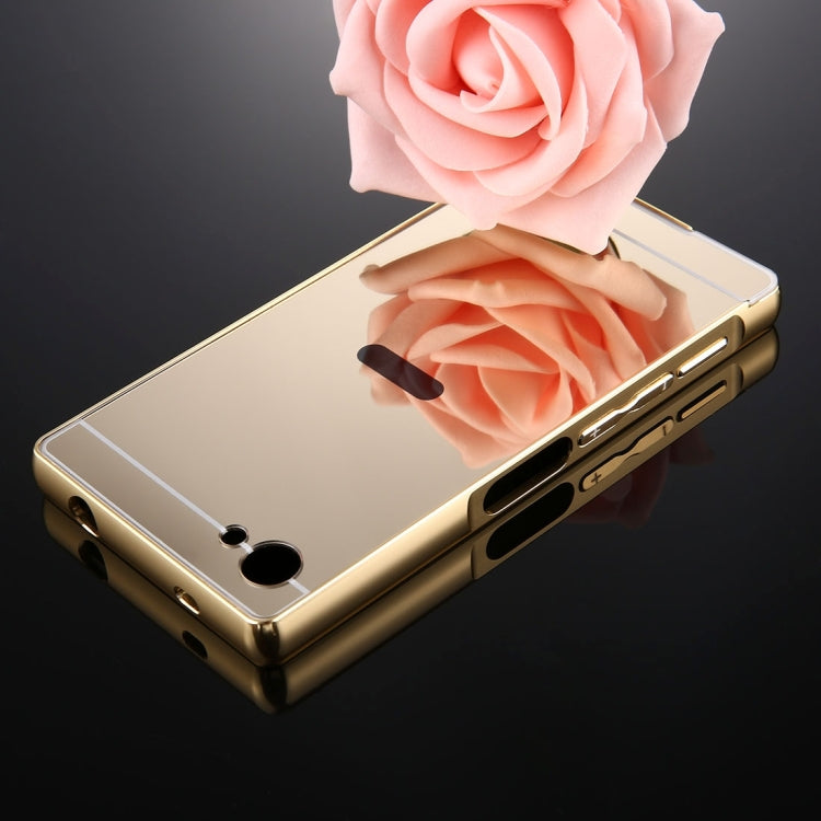 For Sony Xperia Z5 Mini Mirror Push Pull Back Shell Cover + Electroplating Bumper Frame Protective Combination Case